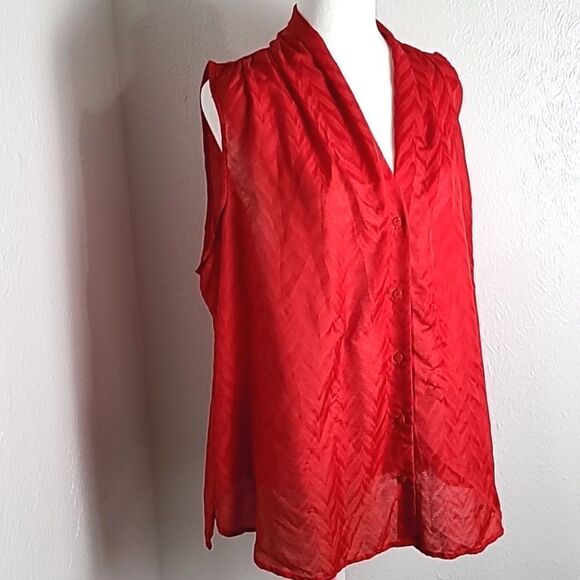 Worthington Red Sleeveless Buttondown Blouse, Size 2X - Picture 1 of 7
